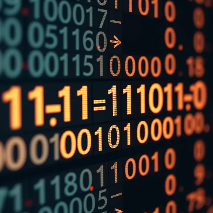 Visual Explanation of Decimal to Binary Conversion Visual representation of decimal digits translating into binary digits with arrows