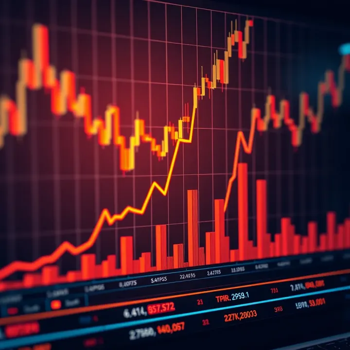 Graph showing upward trend of cryptocurrency values on a digital trading platform