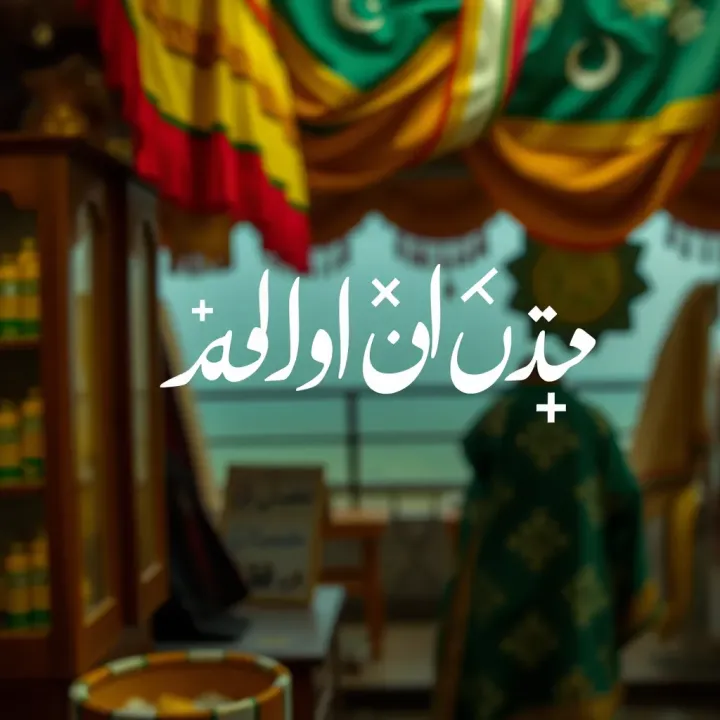 Non-Binary Identity in Urdu Script and Pakistani Cultural Context Illustration of Urdu script with gender-neutral symbols blending into traditional Pakistani cultural elements