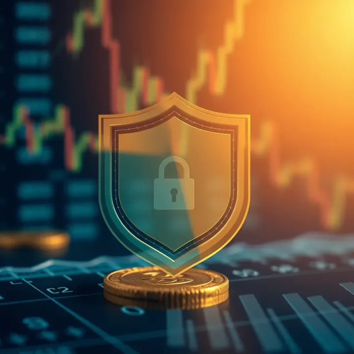 Illustration of a secure shield overlaying a gold coin representing safety and regulation in online gold trading