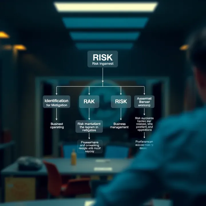 Application of Risk Management in Business Operations Flowchart depicting risk identification, assessment, and mitigation stages in business operations