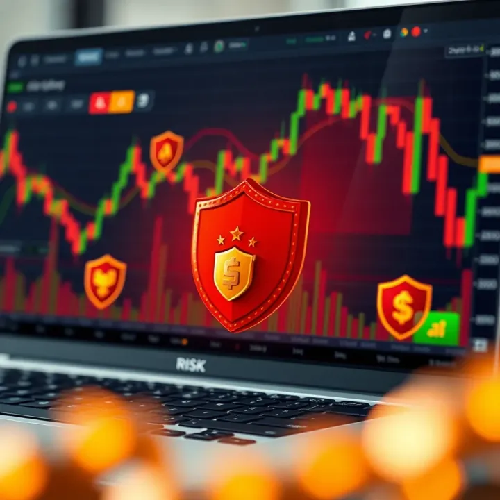 Visual representation of risk management strategies with graphs and protective shield icons