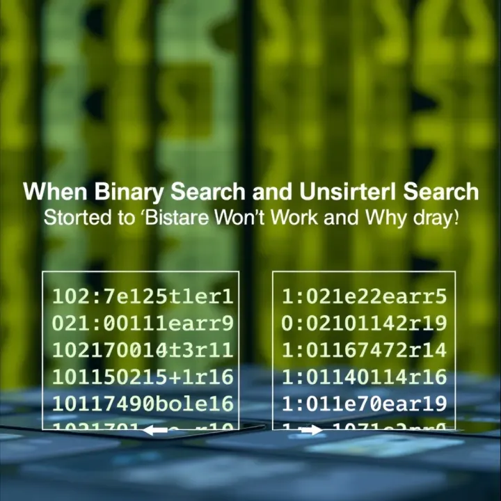 Illustration showing a sorted array suitable for binary search and an unsorted array where binary search fails