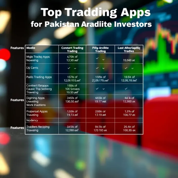 Comparison chart displaying various features of top trading apps available for Pakistan Stock Exchange