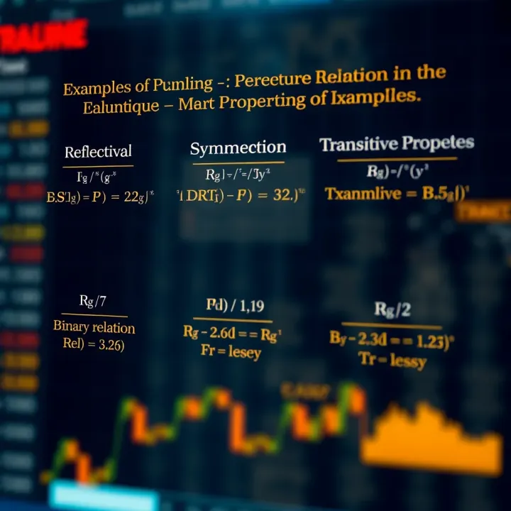 Examples of Common Binary Relation Properties and Their Graphical Representation Graphical depiction of different types of binary relations with examples of reflexive, symmetric, and transitive properties