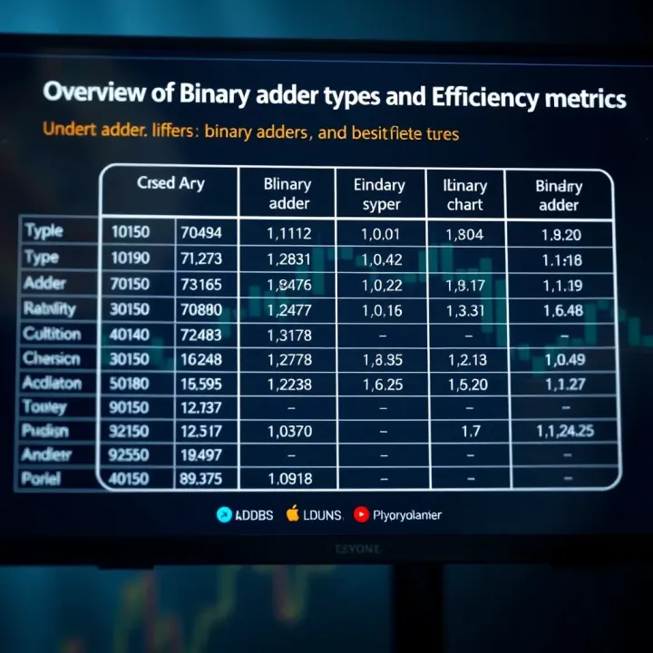 Comparison chart illustrating different types of binary adders and their performance characteristics