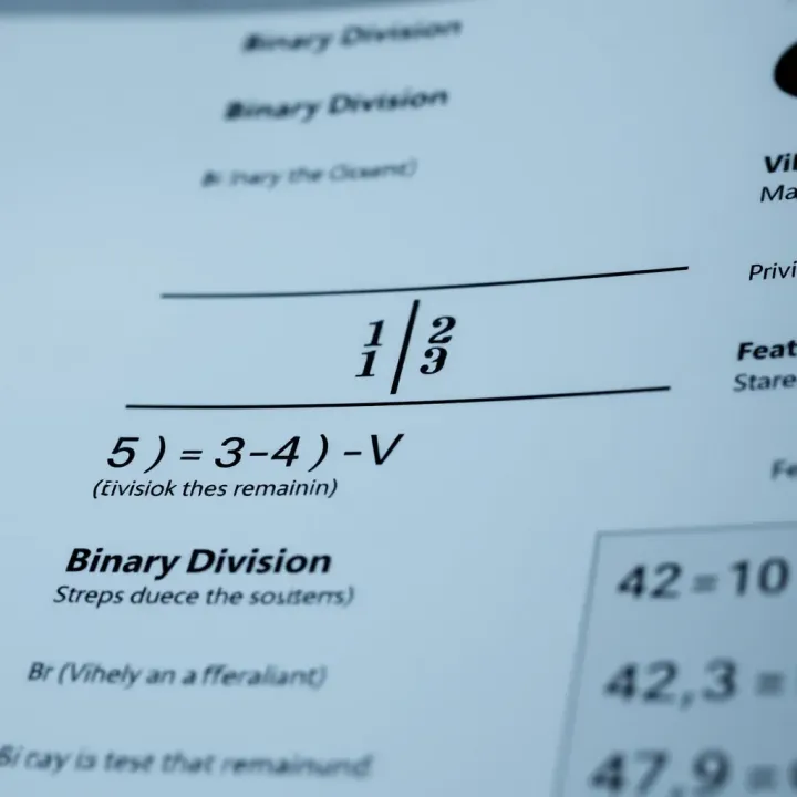 Binary Division Explained with Detailed Division Steps Diagram illustrating binary division with clear division steps and remainder