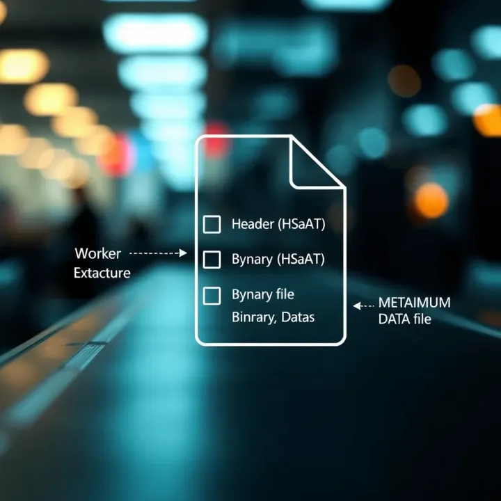 Diagram showing the structure of a binary file with sections for header, data, and metadata