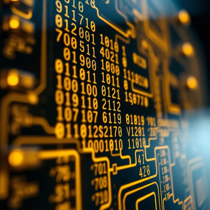 Visual representation of a computer circuit interpreting binary code