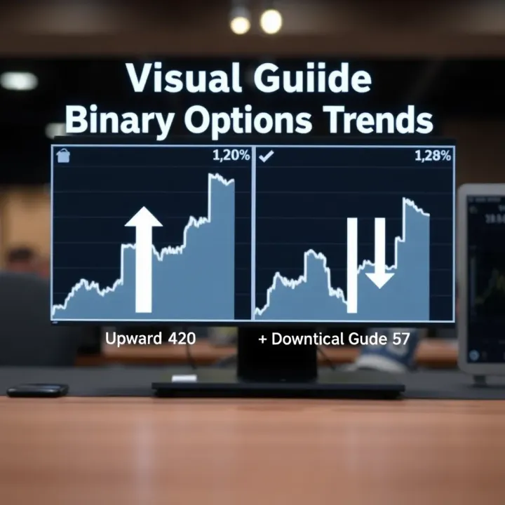 Graphical representation of binary options signals with upward and downward trend indicators