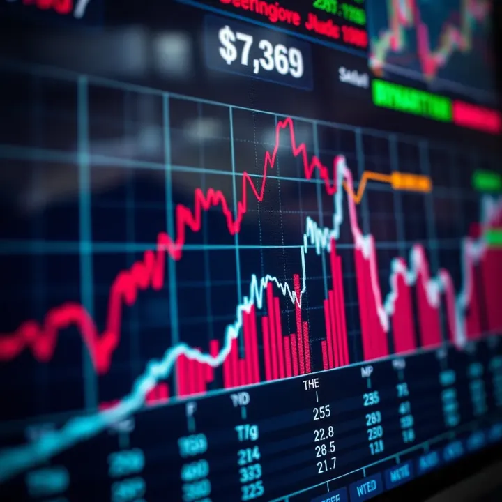 Chart displaying upward and downward trends representing binary options trading decisions