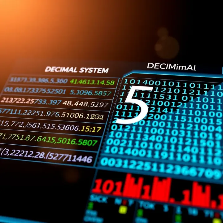 Comparative Chart of Decimal and Binary Systems Chart comparing decimal system and binary system with highlighted conversion results