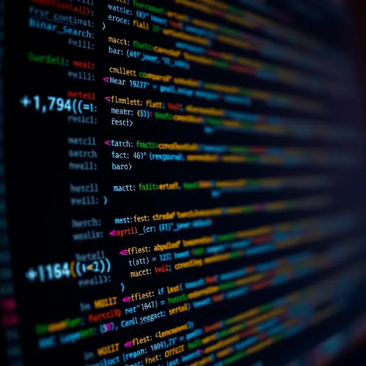 Code snippet showing implementation of binary search function in C++ with comments explaining logic