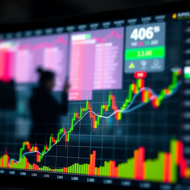 Graph depicting asset price movement over time with highlighted prediction points for binary trading