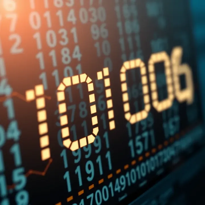 Illustration showing binary digits aligned to represent numeric values in computing