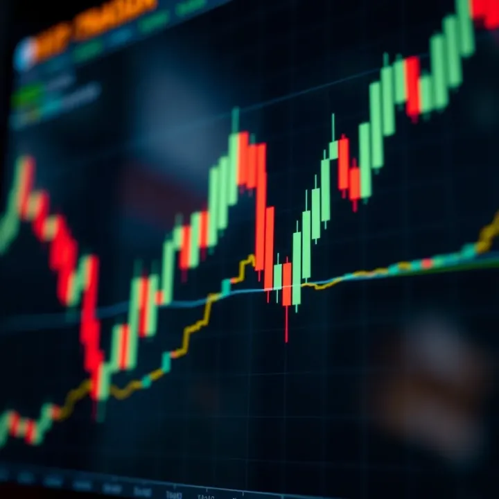 Candlestick chart showing bullish and bearish patterns for crypto trading