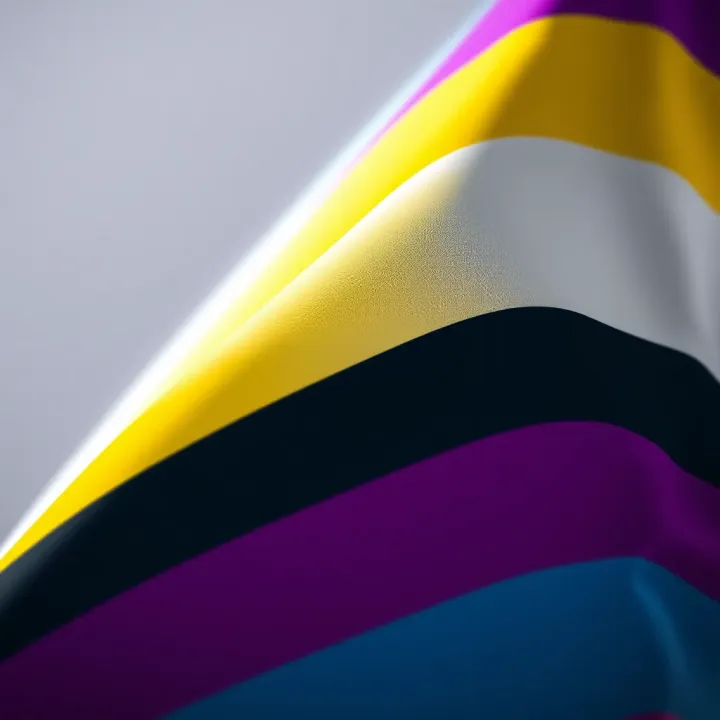 Symbolism of the Non-Binary Flag Colors Bright yellow stripe symbolizing non-binary identity on a flag with white, purple, and black stripes