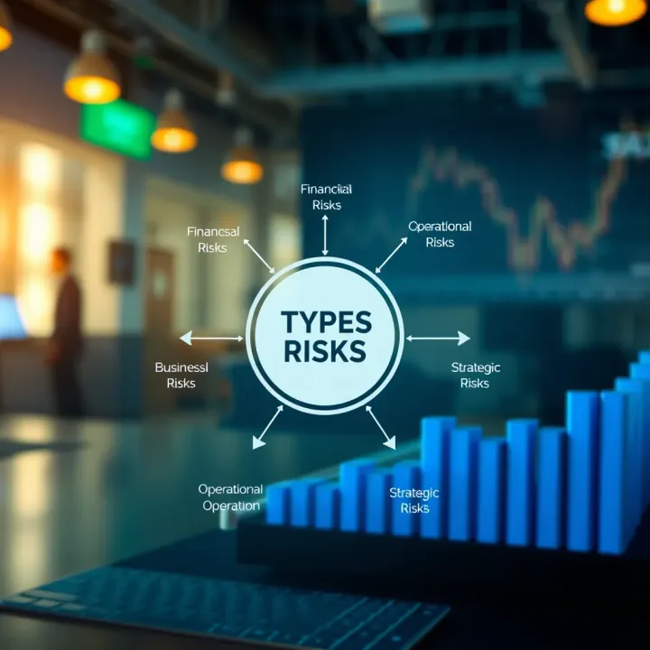 Diagram illustrating various types of business risks including financial, operational, and strategic risks