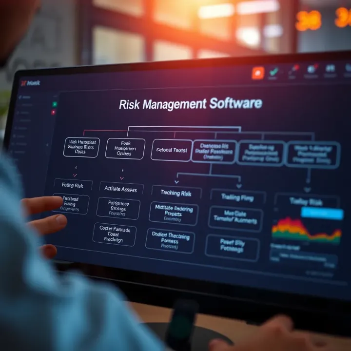 Identifying and Mitigating Business Risks through Software Flowchart illustrating steps to identify, assess, and mitigate business risks using specialized software